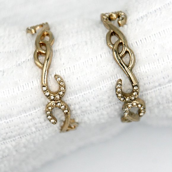 Gold colored Hoop Earrings with White Stones - Picture 4 of 4